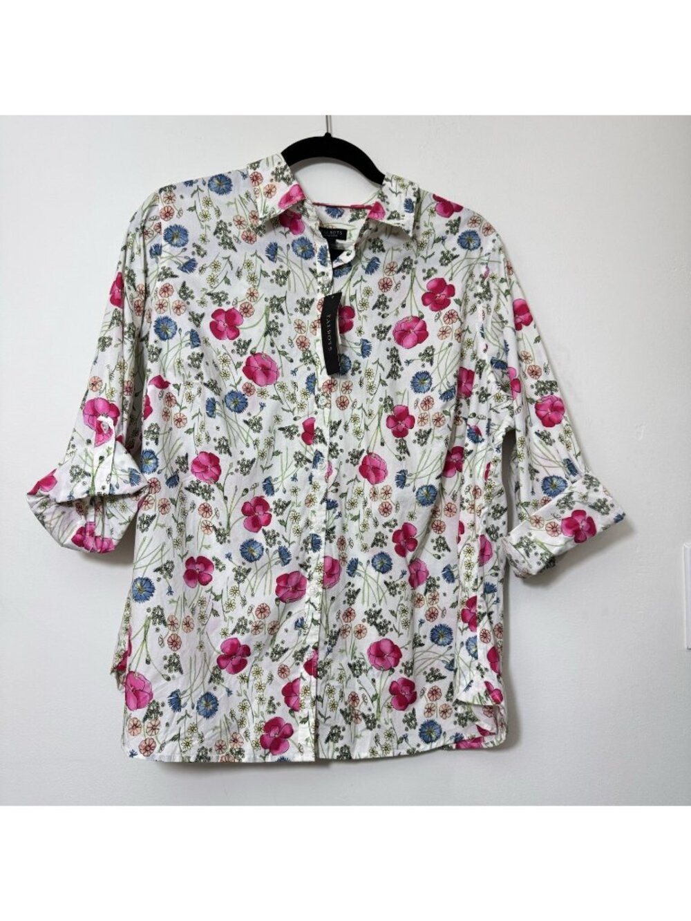 Talbots Women's Long Sleeve Button Up Shirt Blouse Size 16W Petite Floral New